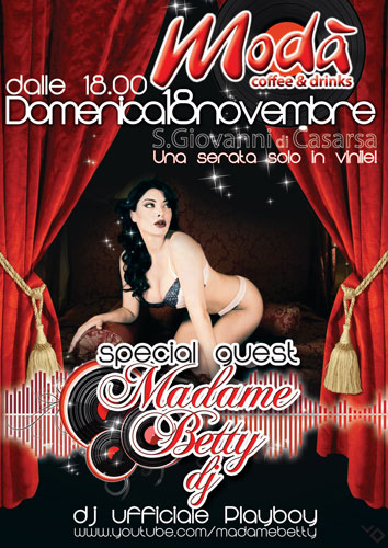 Sun November 18th Madame Betty Guest @ Moda’ (PN)